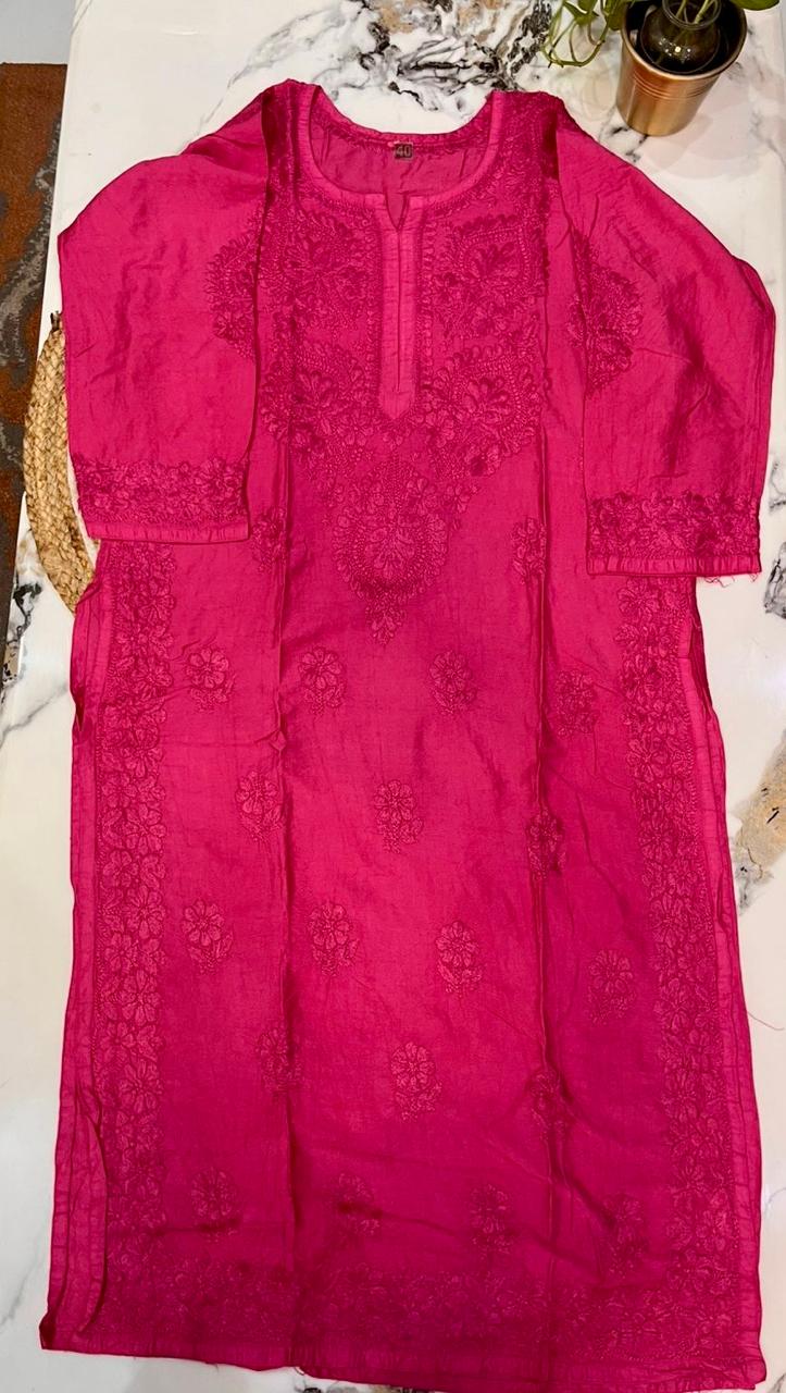 Chanderi Silk Lucknowi Chikan Kurta