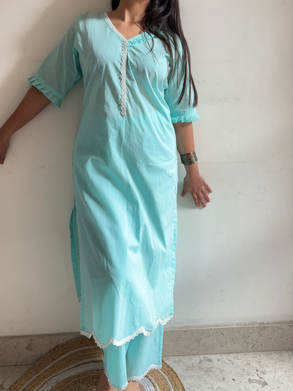 Neeli Formal Wear Cotton Kurta & Pants Set