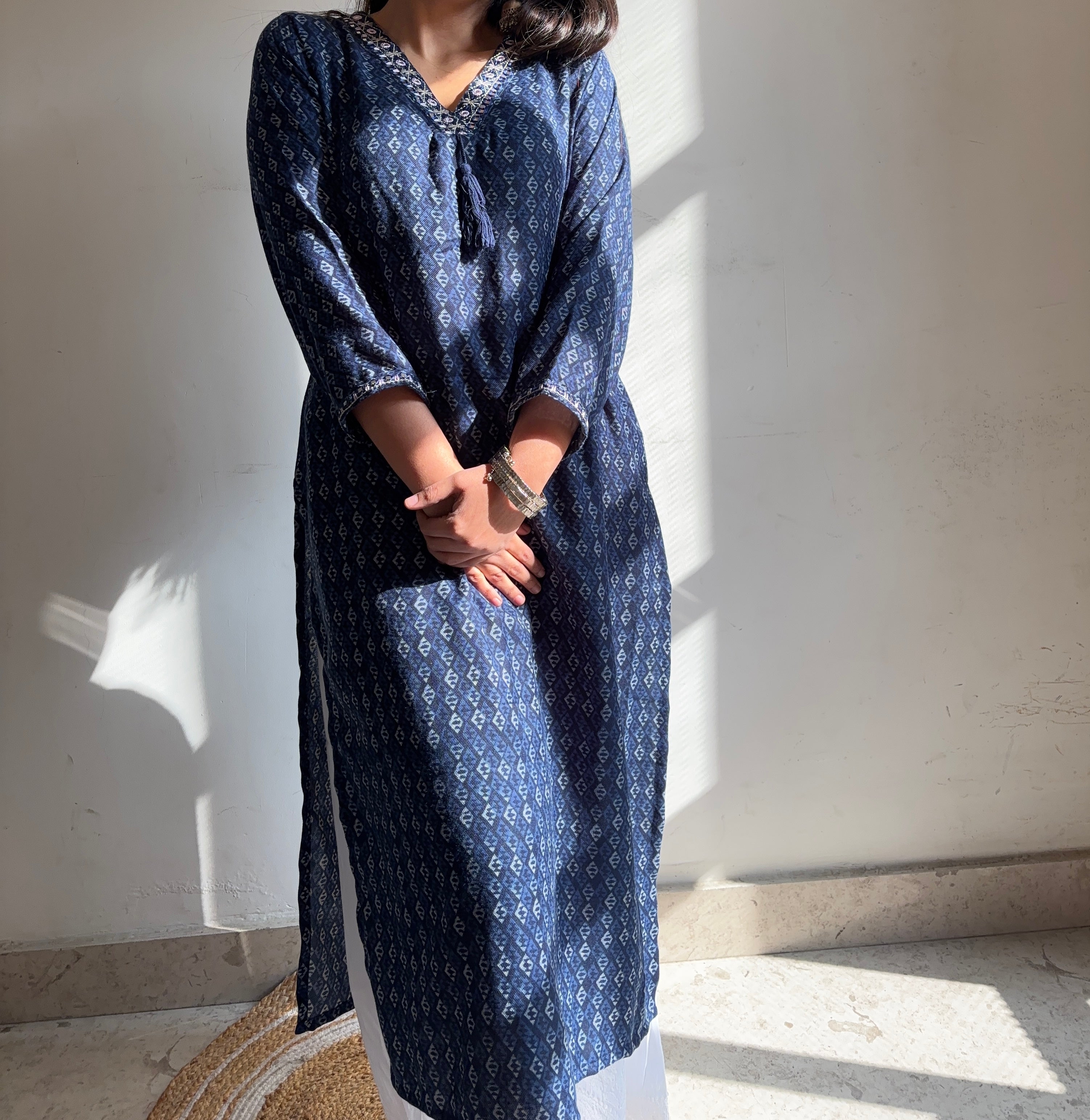 The Sweet Blue Jaipuri Woollen Kurta