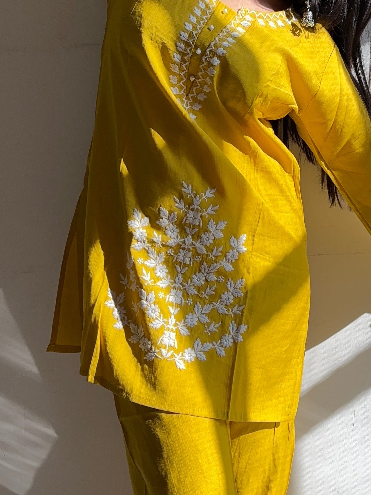 Embroidered Mustard Yellow Coord Set