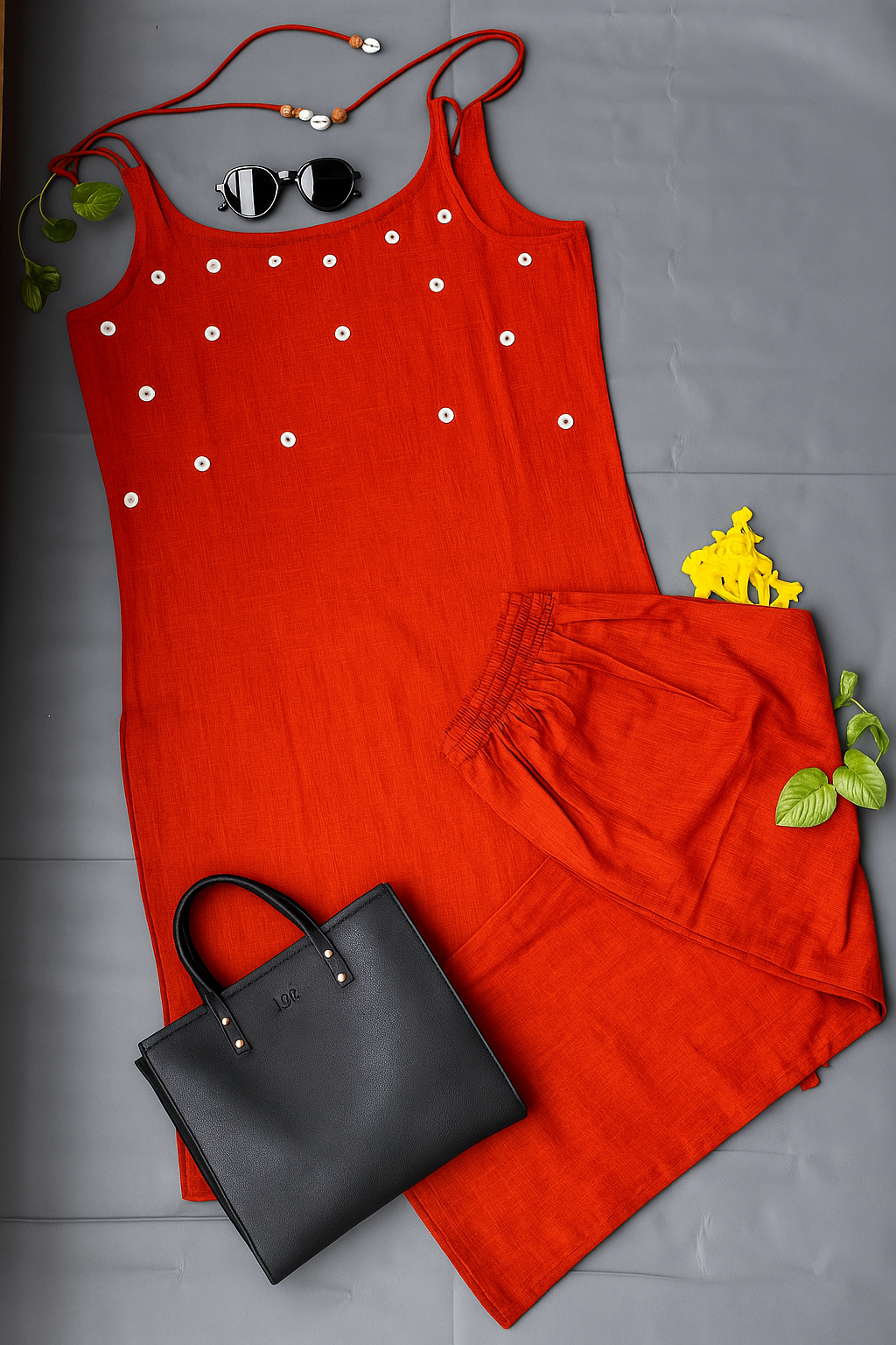 Rust Coloured Beautiful Suit Set with mirror work.