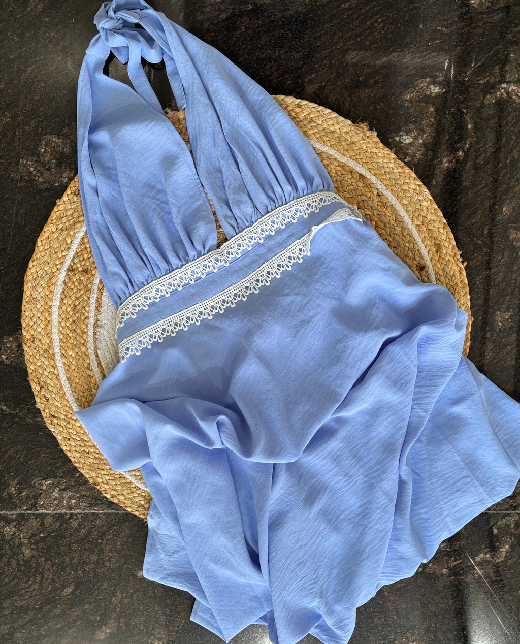 Dreamy Light Blue Halter-Neck Backless Dress