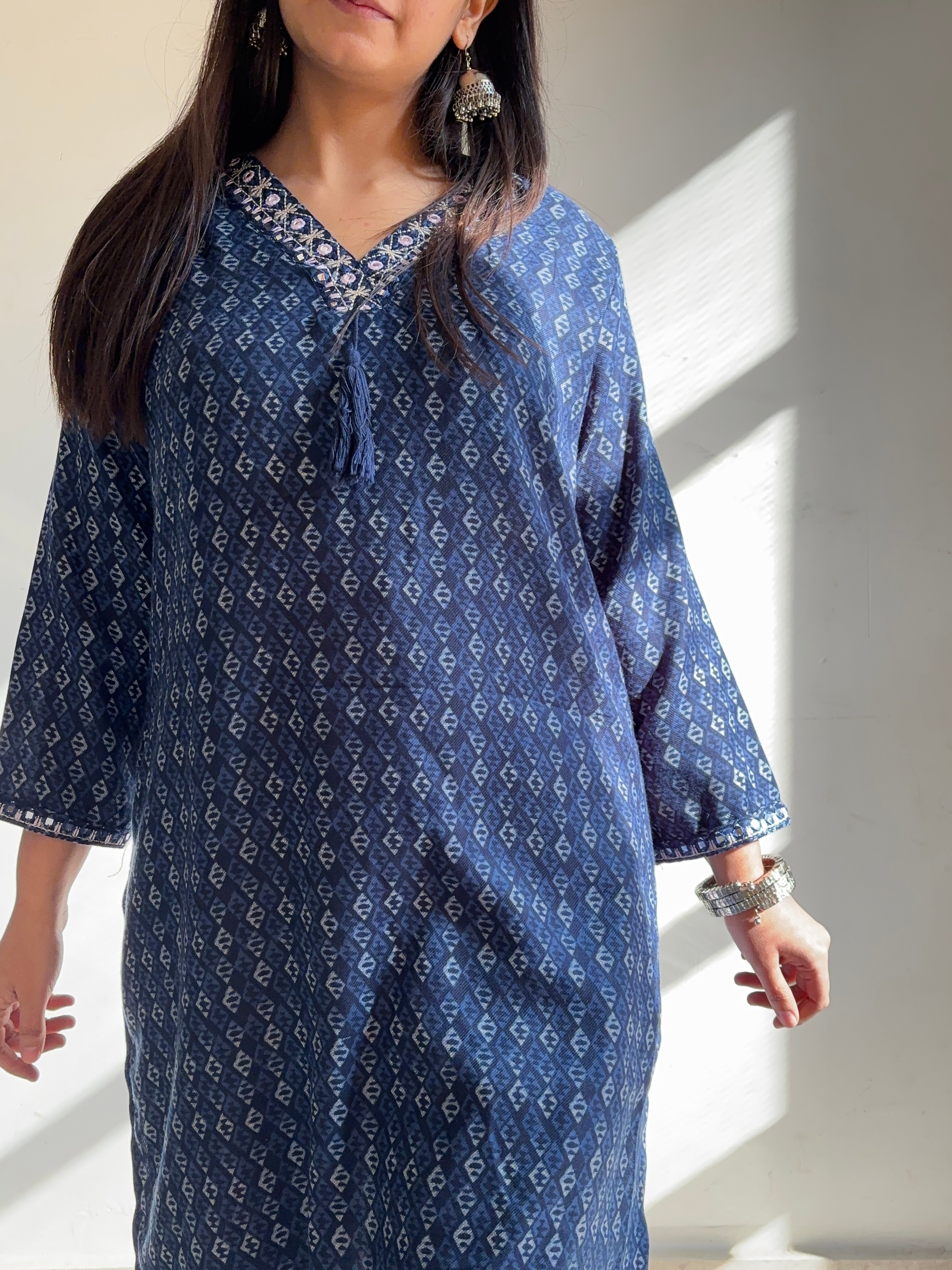 The Sweet Blue Jaipuri Woollen Kurta