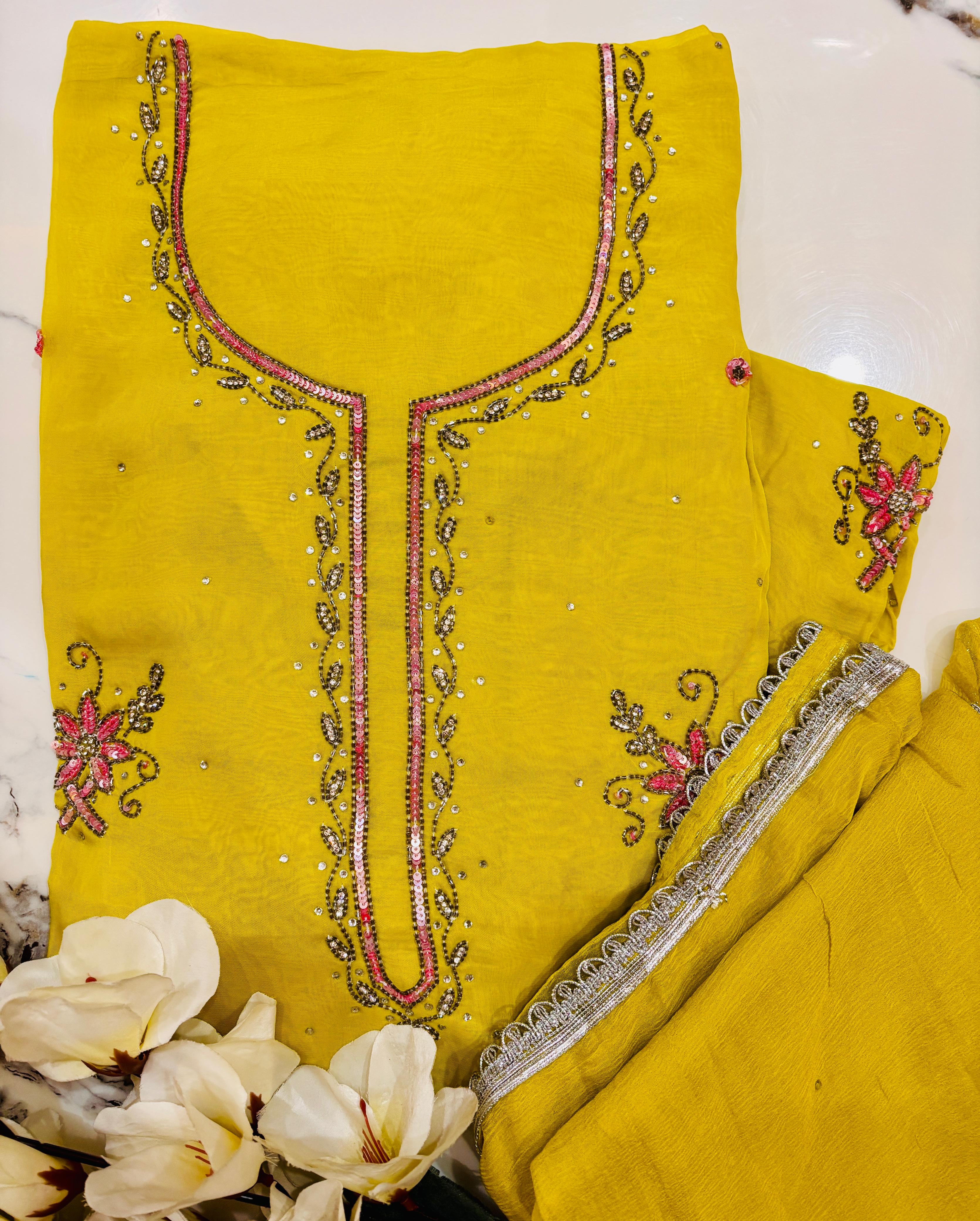 Organza Embroidered Party Wear Suit.