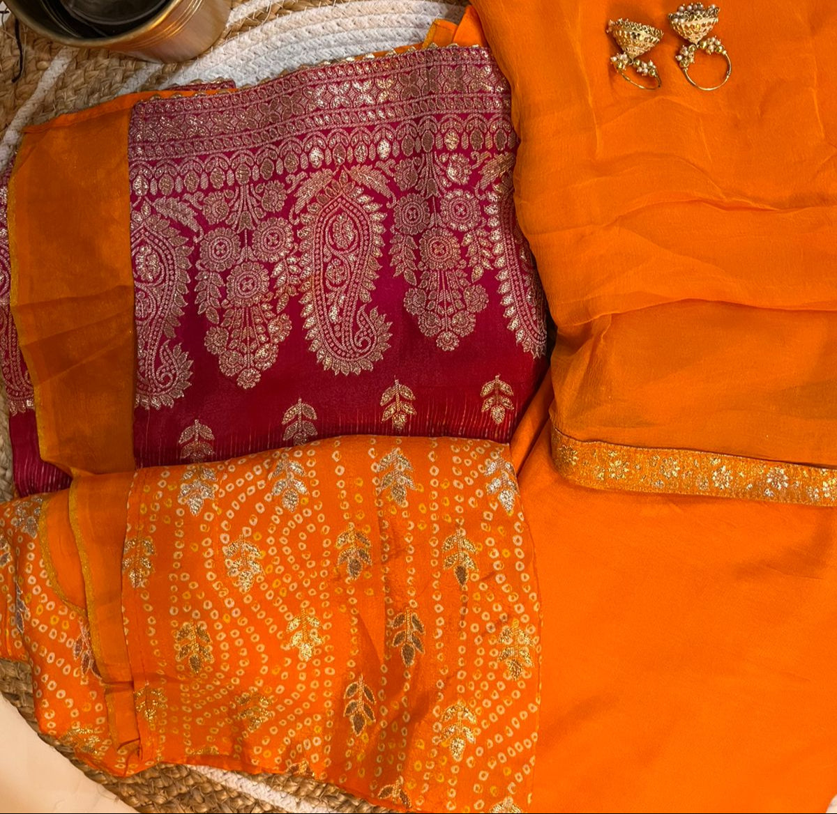 Unstitched Silk Suit with Banarasi Pattern.