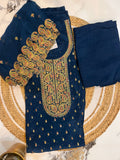 Unstitched Crepe Embroidered Suit with Pant and Dupatta.