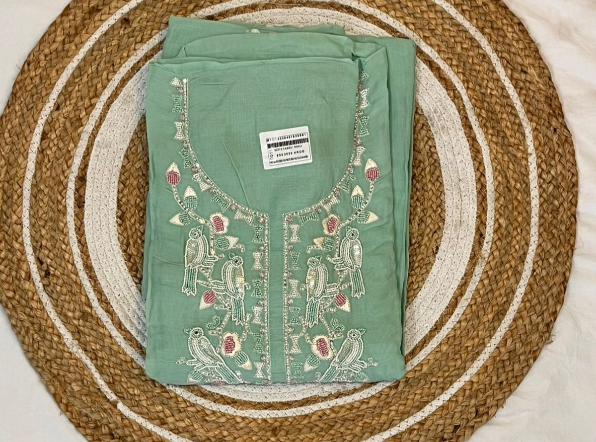 Unstitched Muslin Suit with Dupatta.