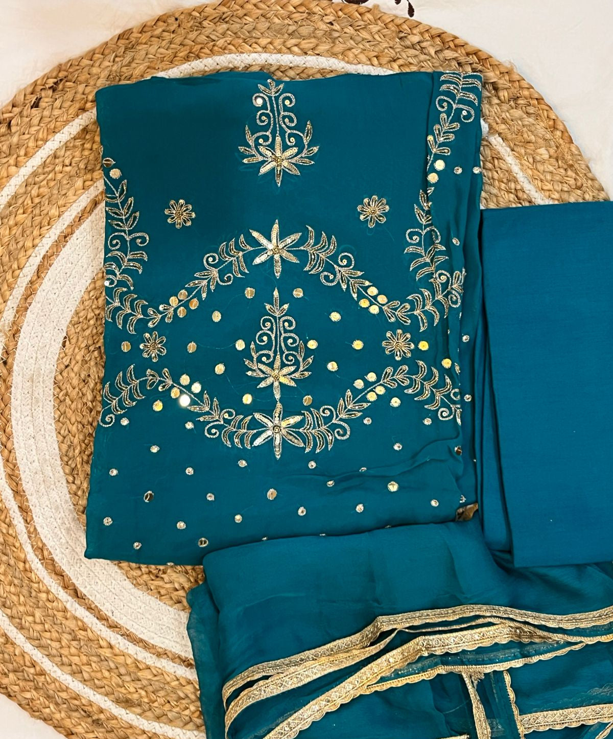 Unstitched Embellished Pure Organza Suit.