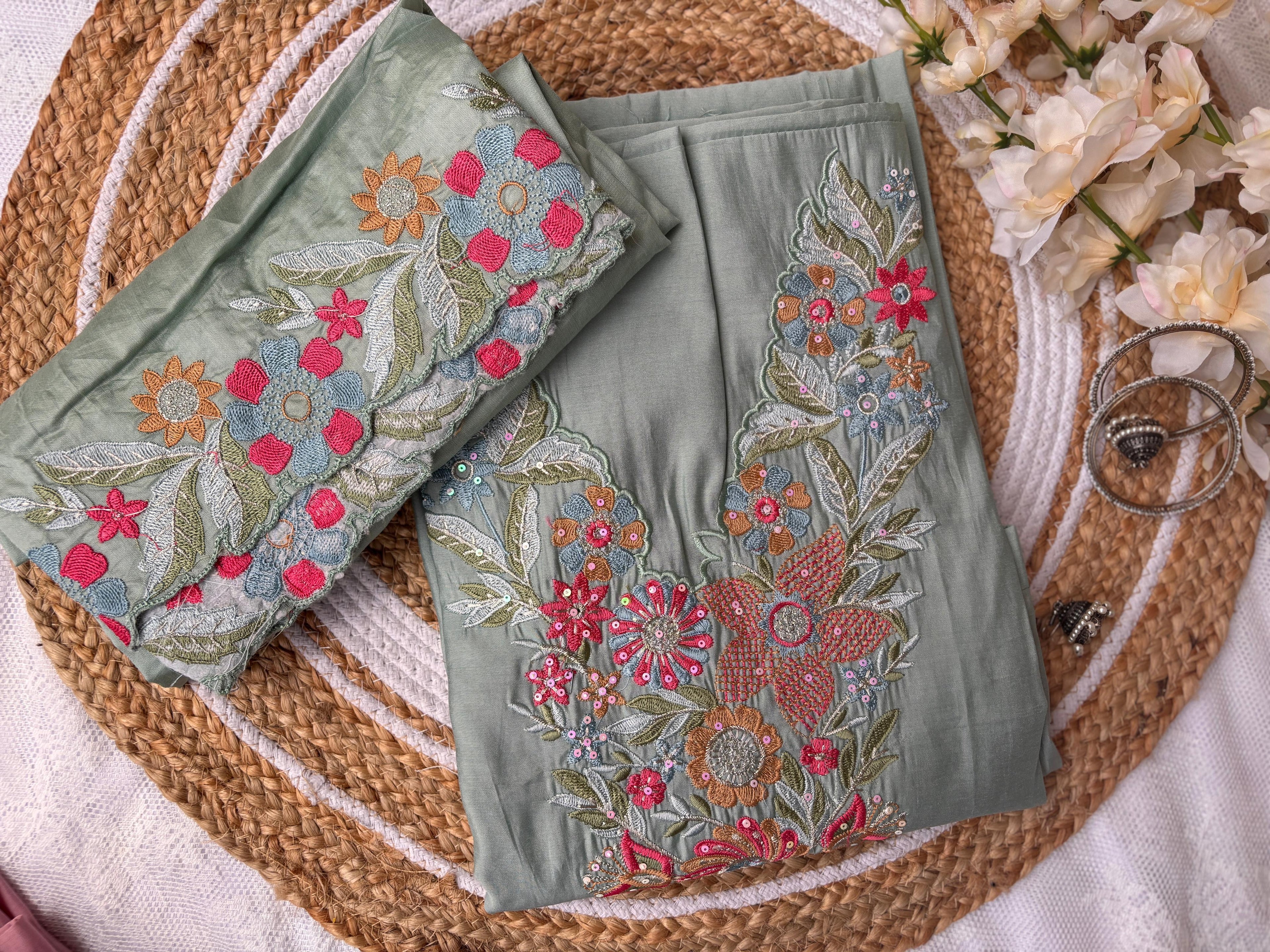 Unstitched Modal Floral Embroidery Suit