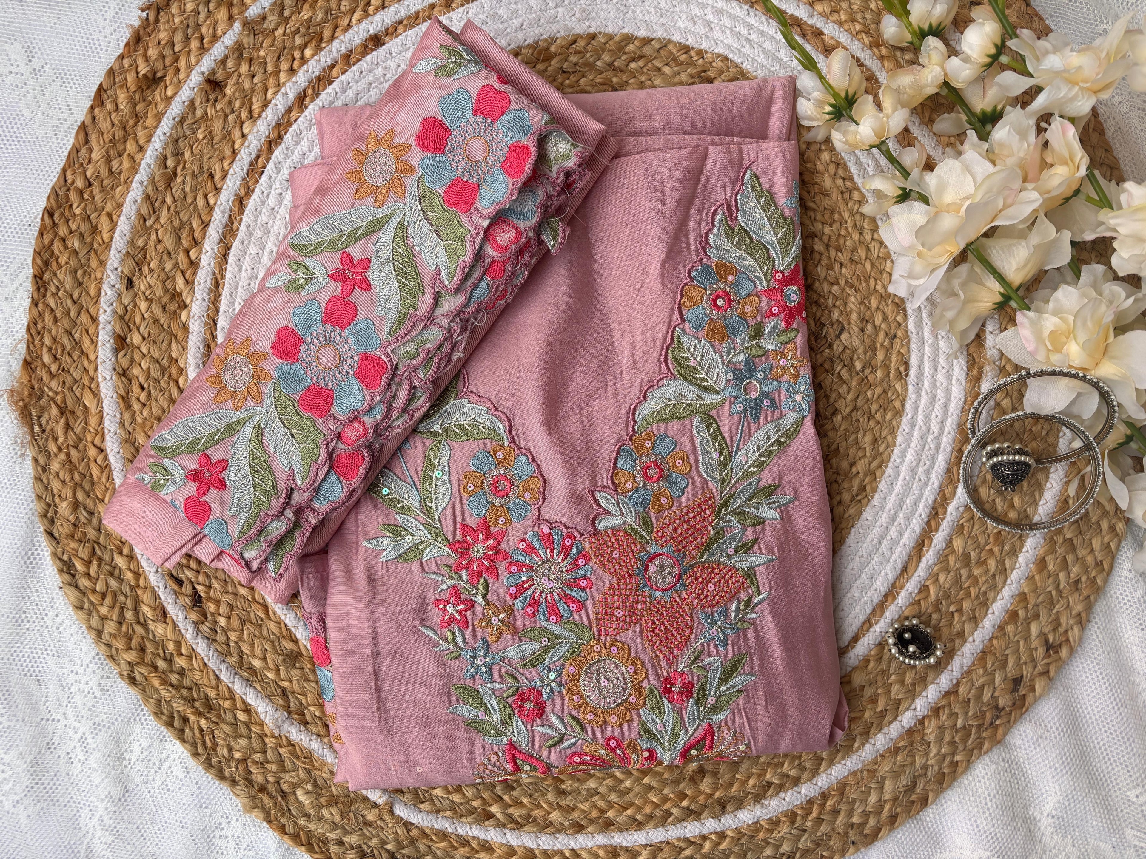 Unstitched Modal Floral Embroidery Suit