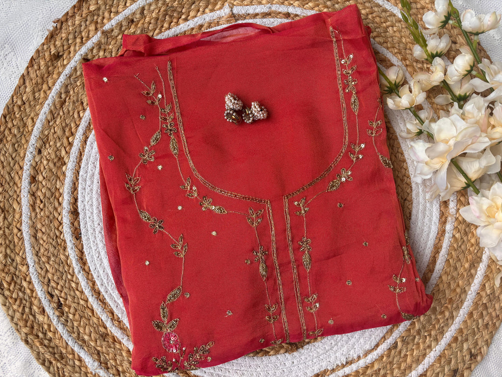 Unstitched Red Shimmer Suit