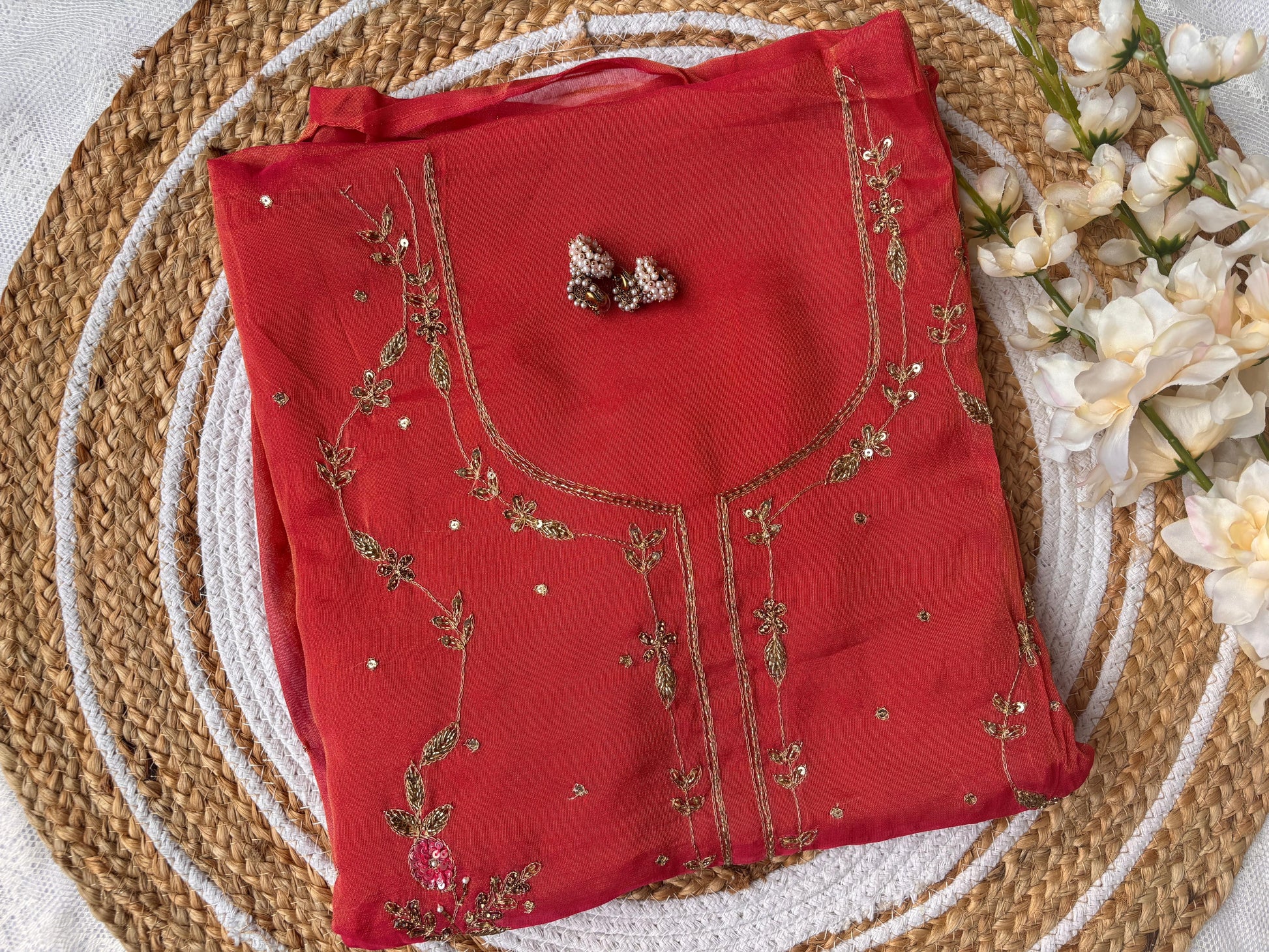 Unstitched Red Shimmer Suit