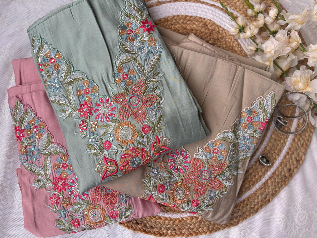Unstitched Modal Floral Embroidery Suit