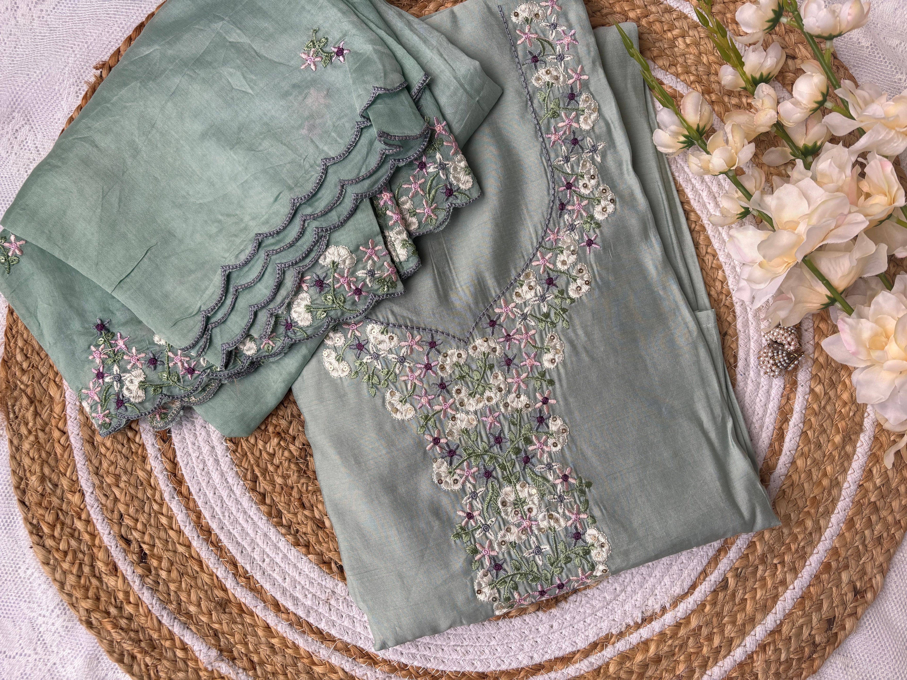 Unstitched Pastel Green Suit 