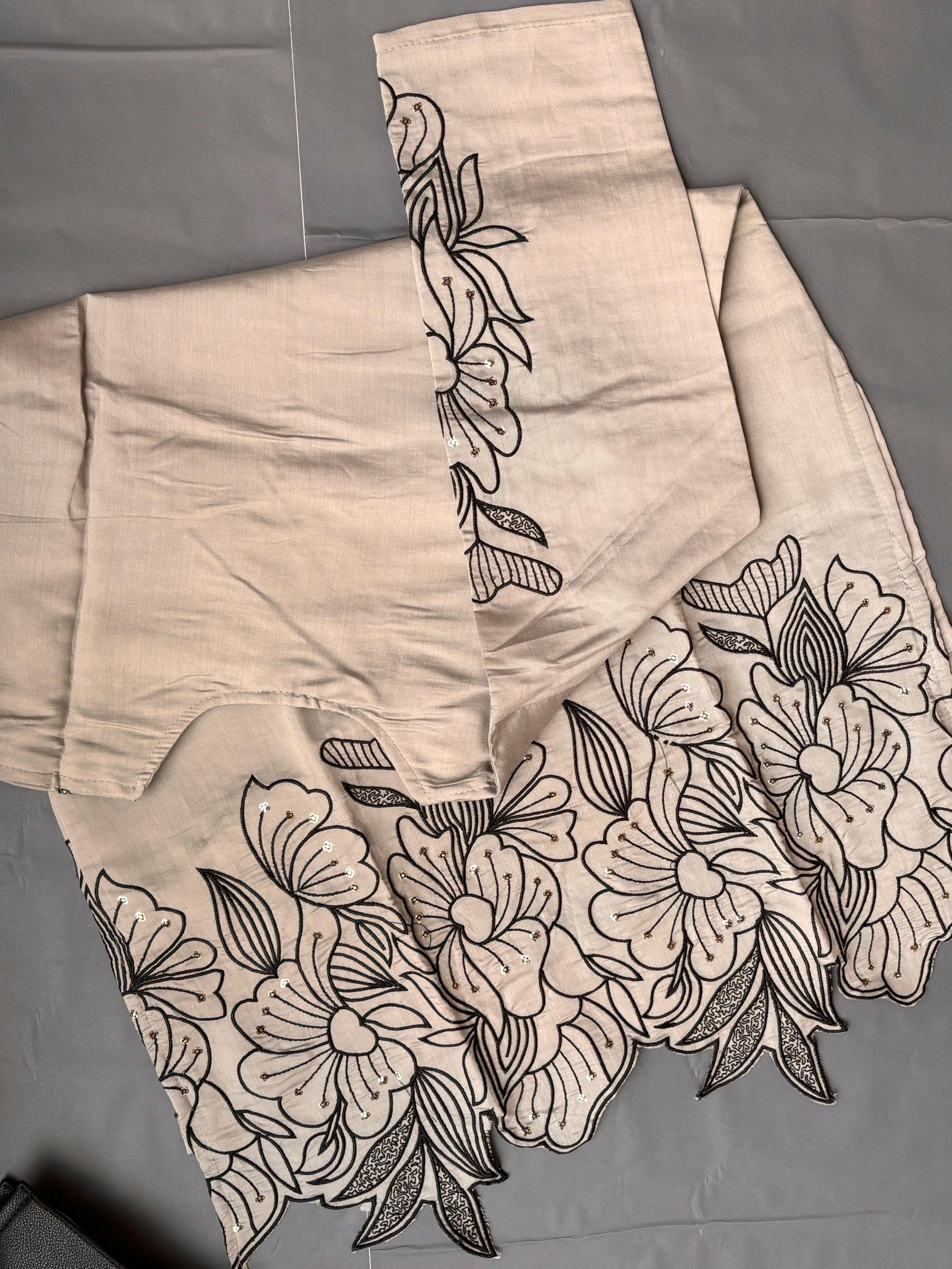 n*）様 Cording Embroidery Detail Cotton Ov Cotton Coord set with Premium Embroidery work – Sawaran