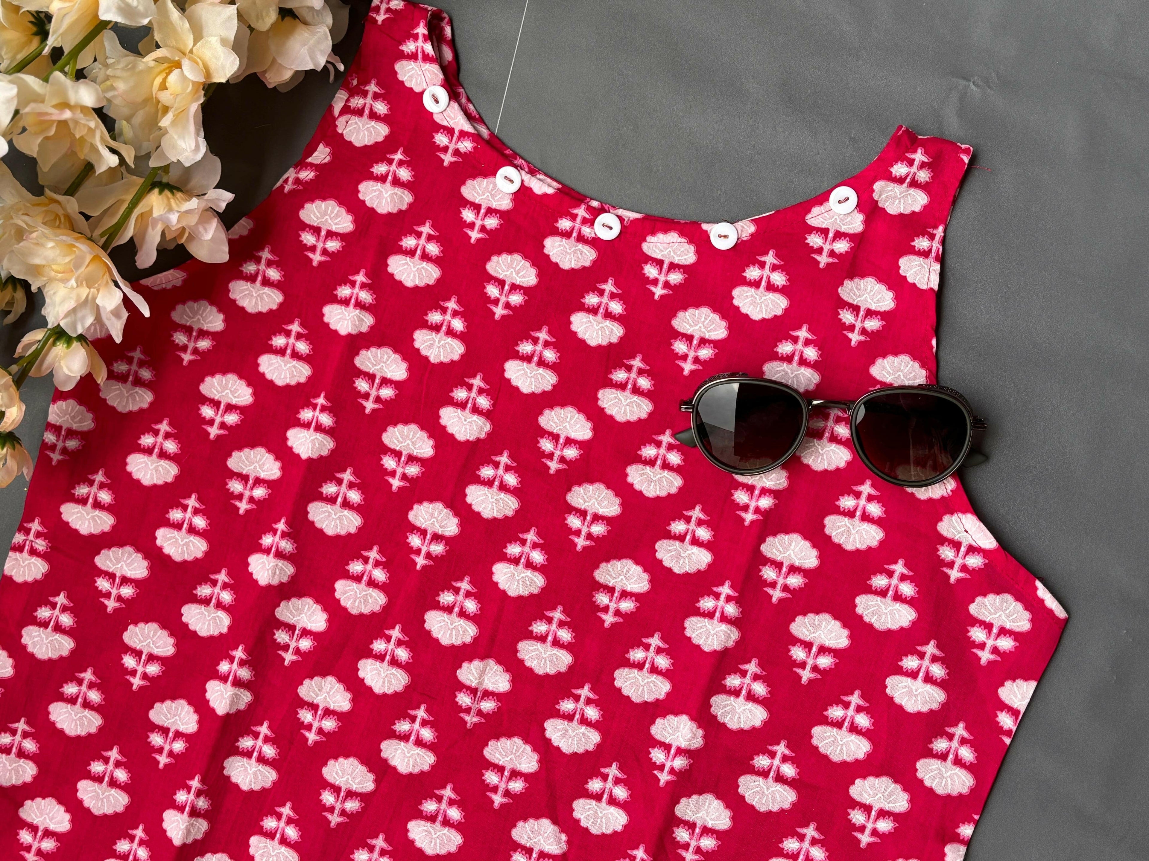 Cut Sleeves Casual Pink Kurta.