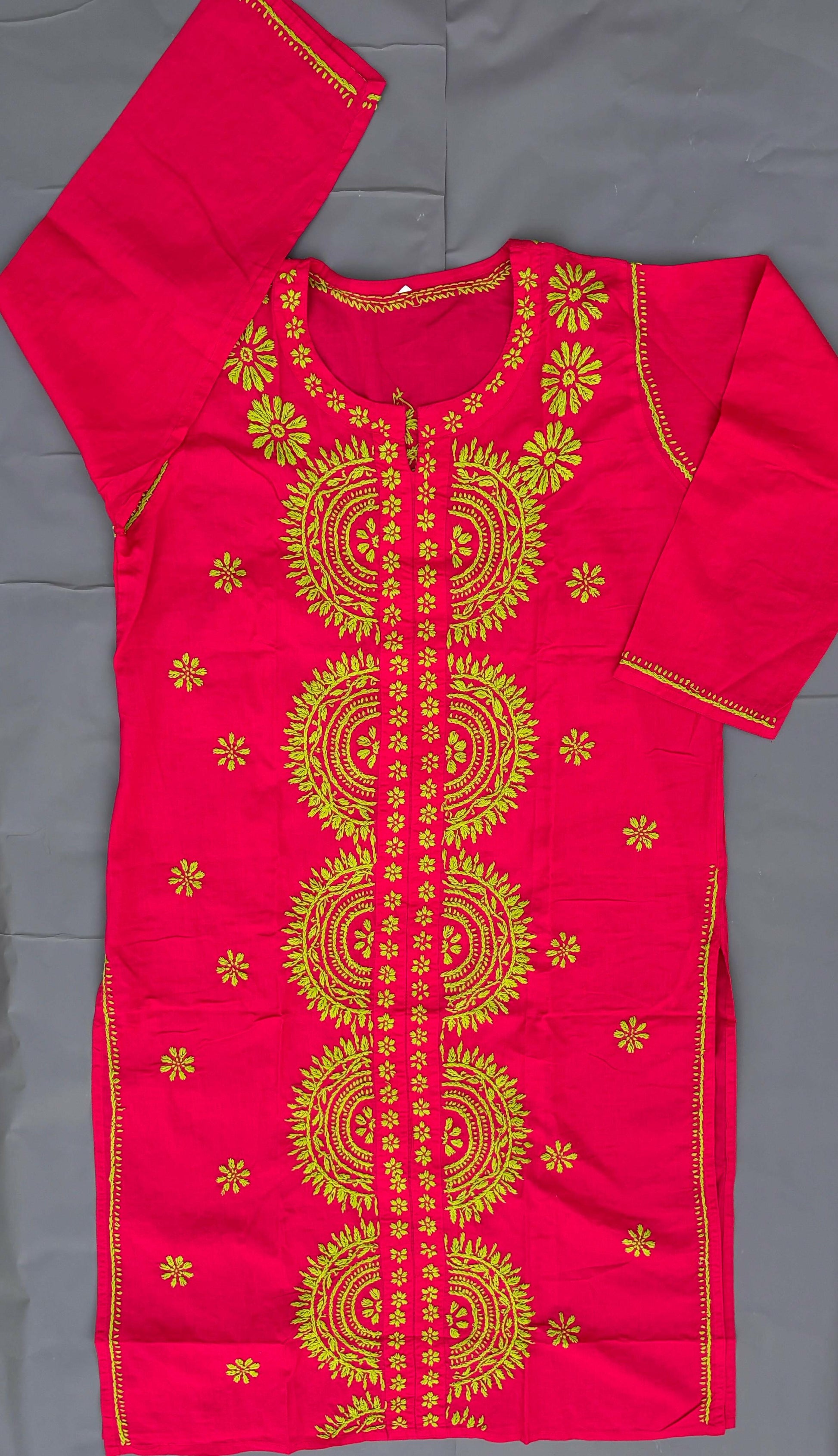 Pink Lucknawi Embroidered Kurta.