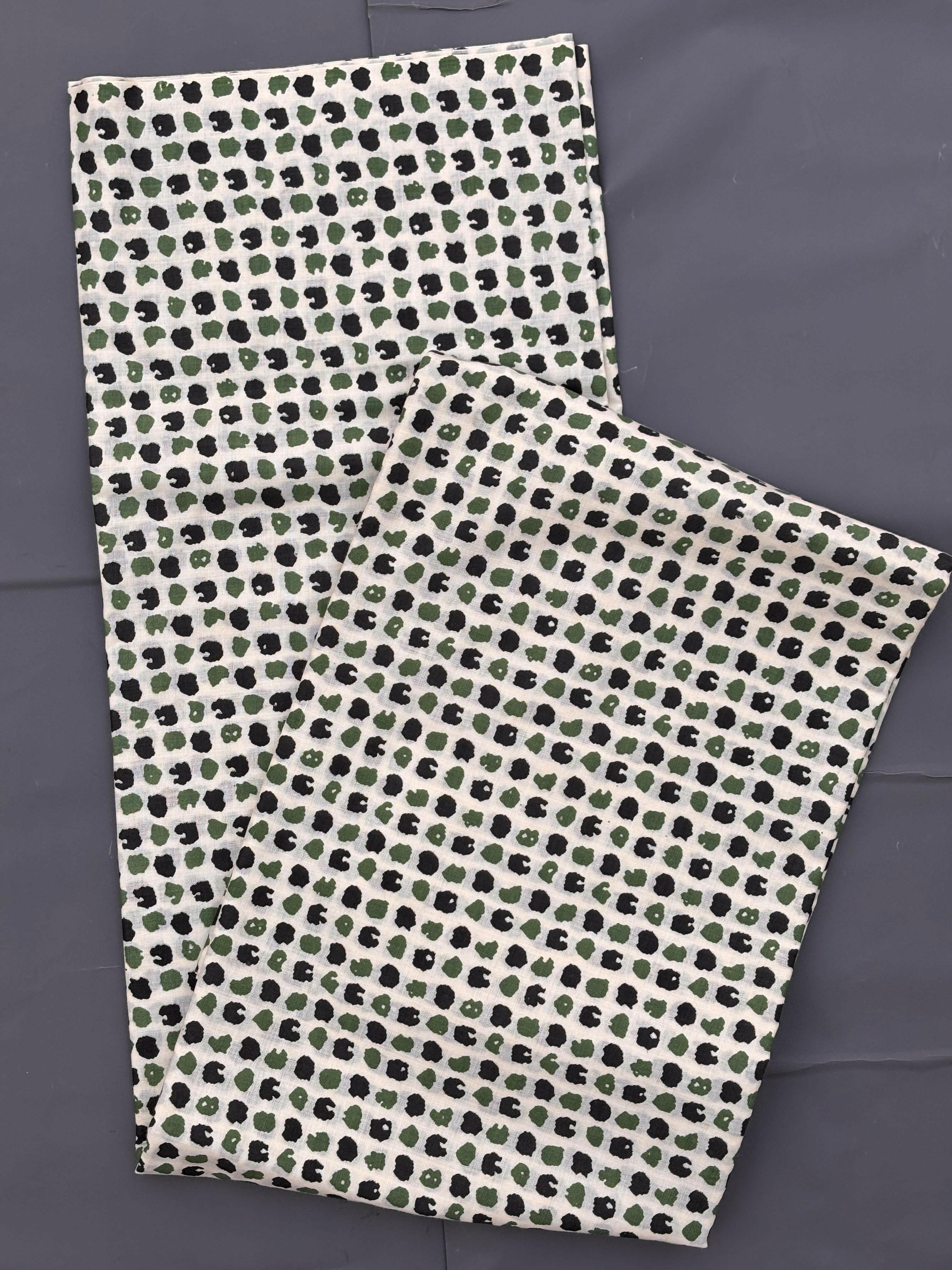 Unstitched Modern Print Green & Black Suit.