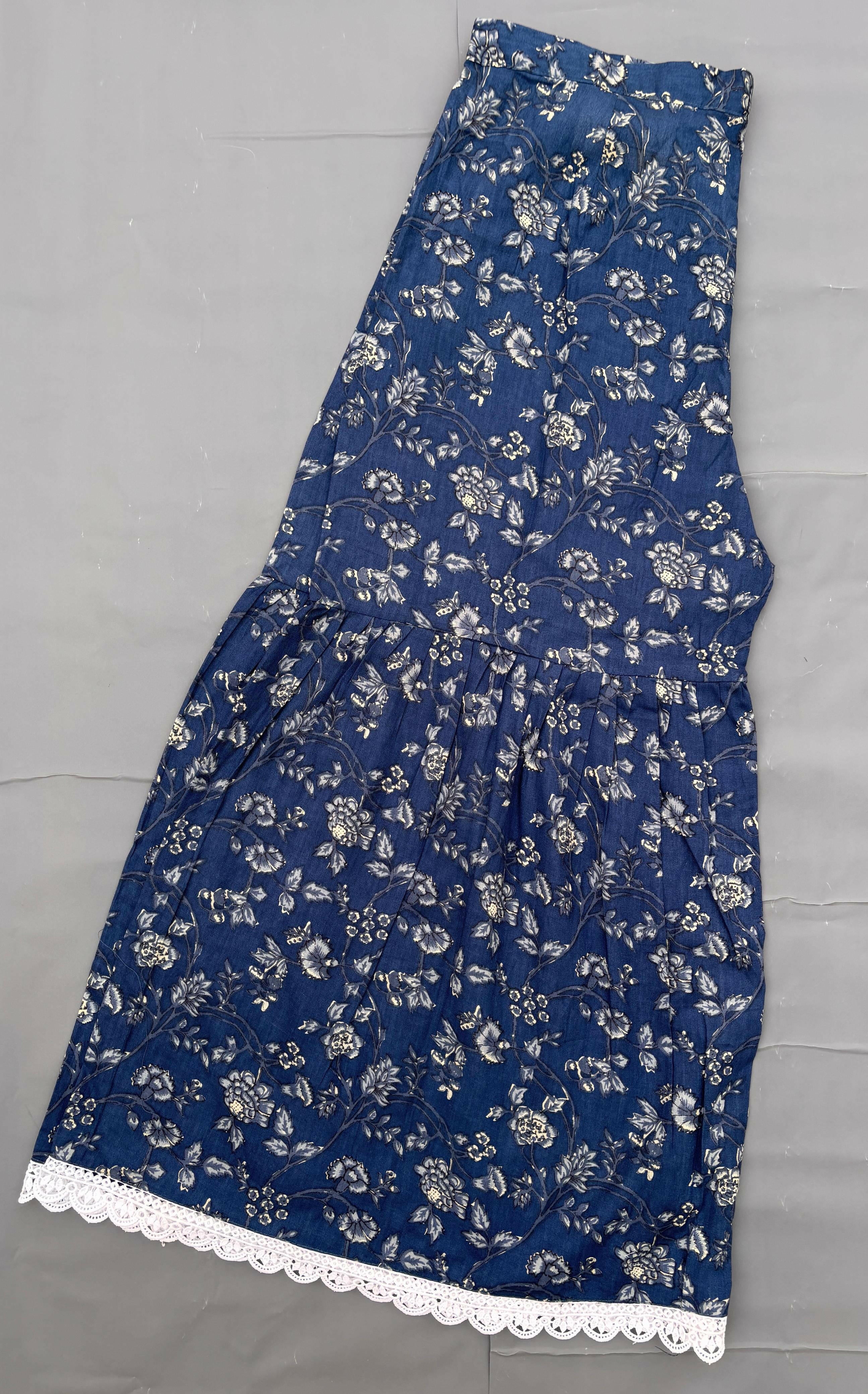 Blue Floral Kurta with Sharara Set.