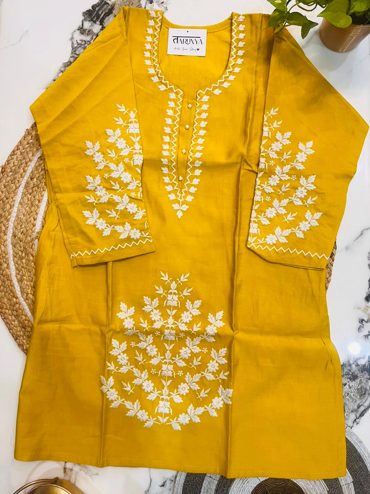 Embroidered Mustard Yellow Coord Set