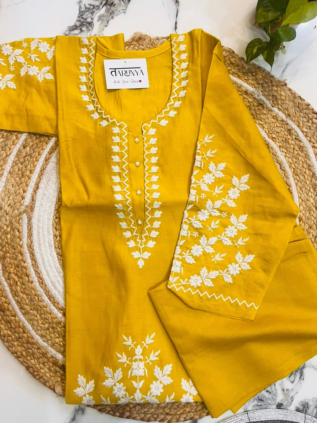 Embroidered Mustard Yellow Coord Set