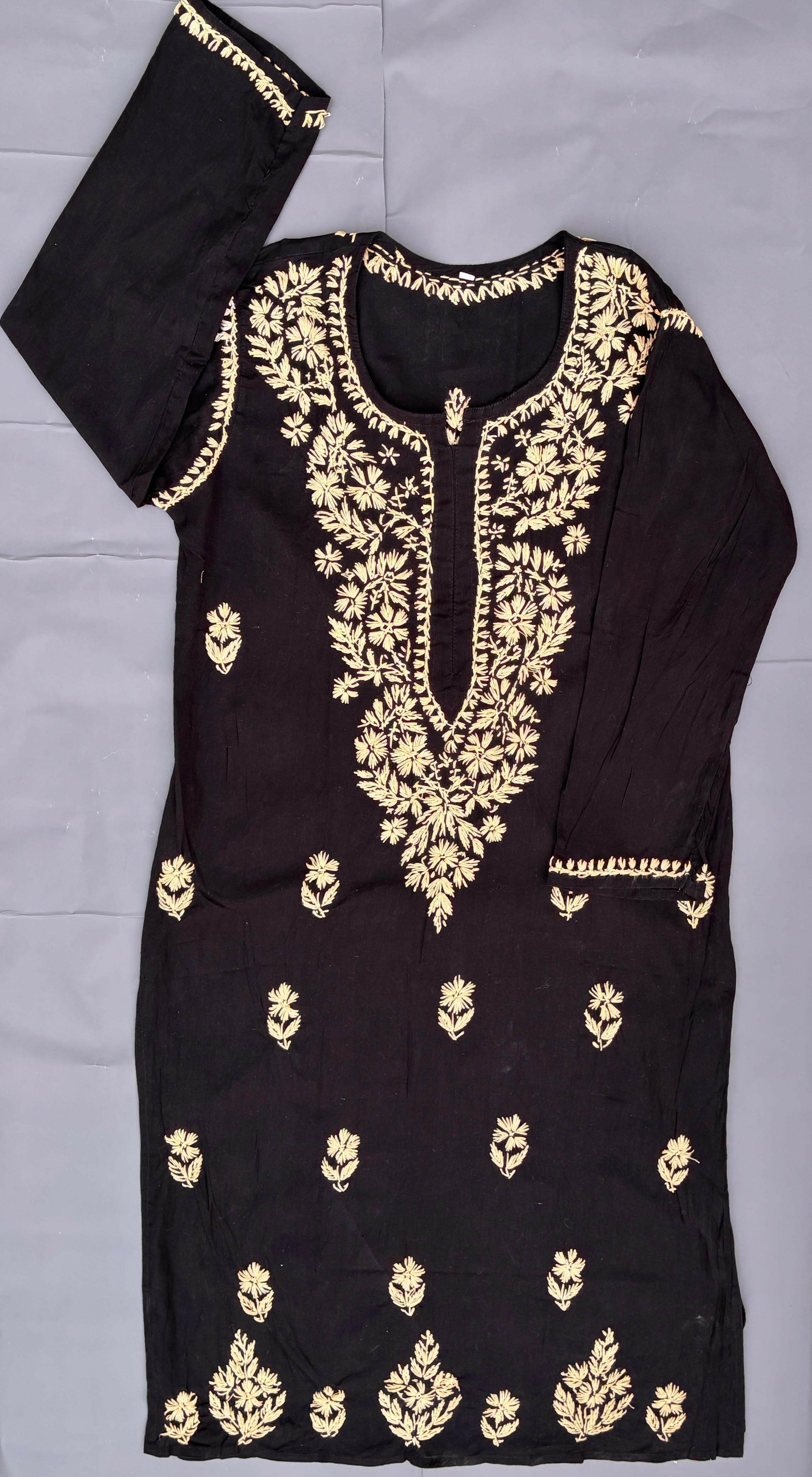 Black Lucknowi Embroidered Kurta.