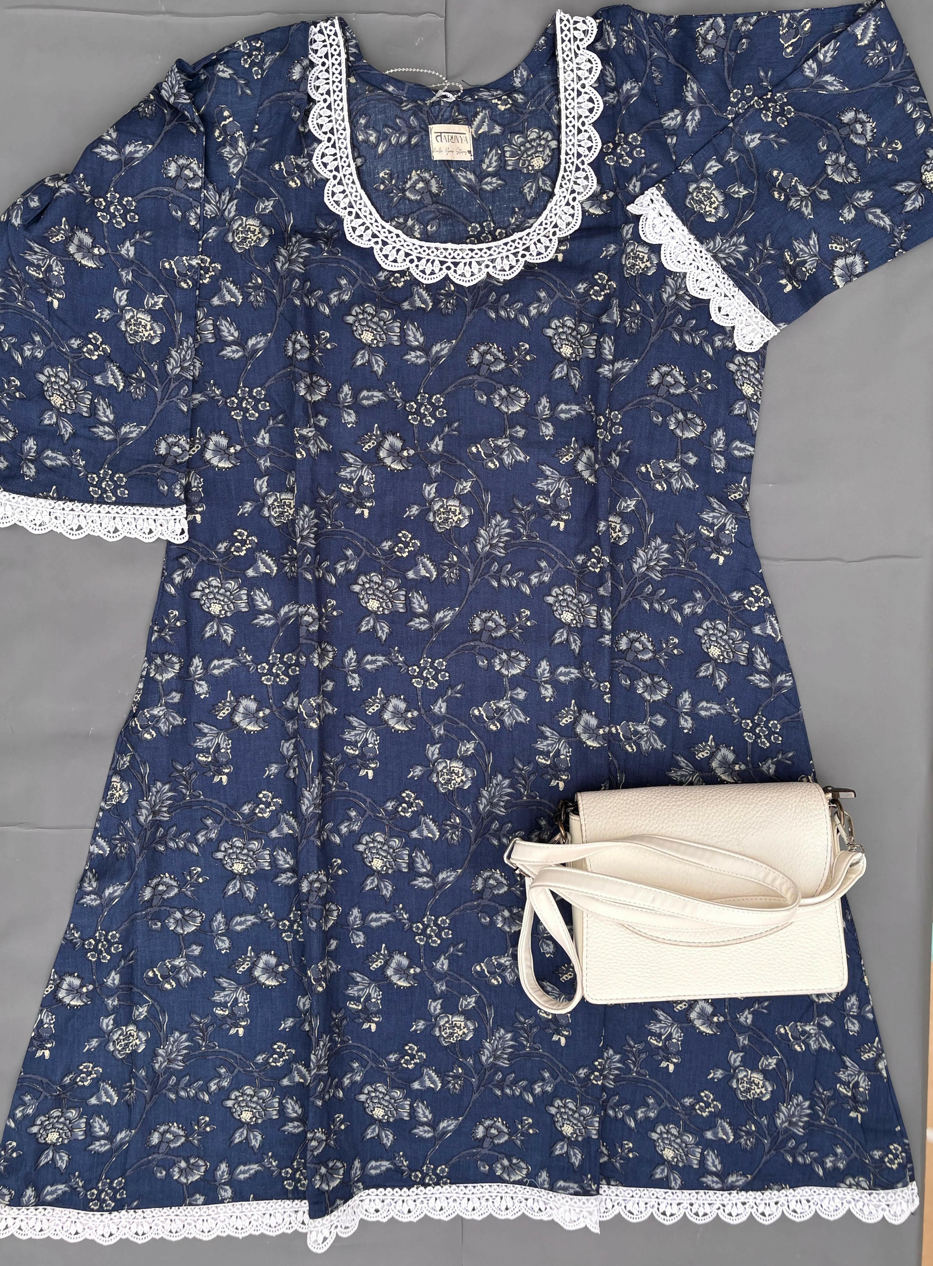 Blue Floral Kurta with Sharara Set.