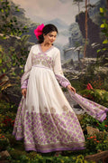 Mul Cotton Lavender Floor Length Anarkali with Dupatta.