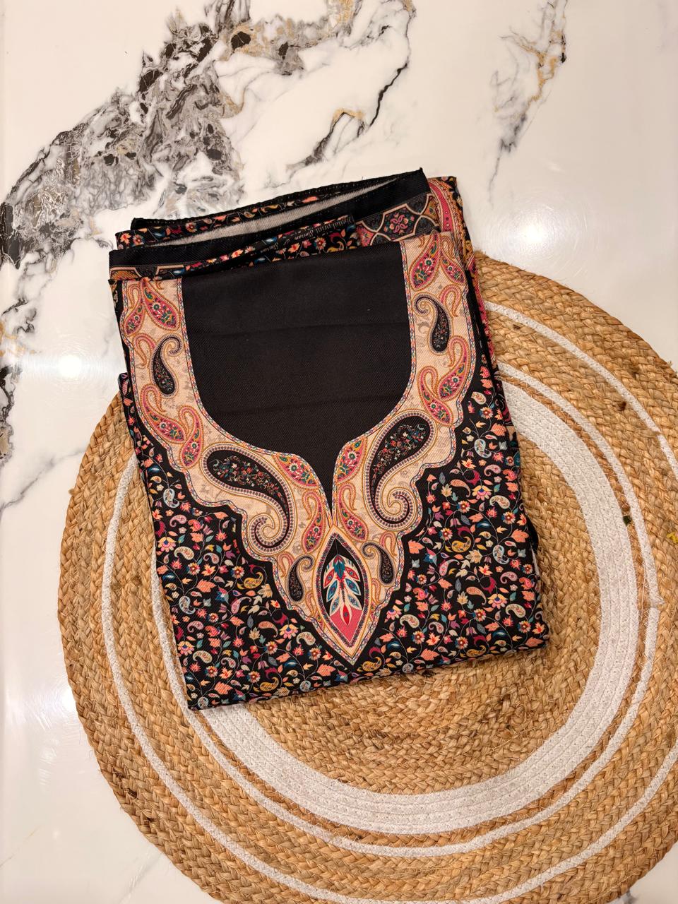 Unstitched Woolen Suit with Shawl