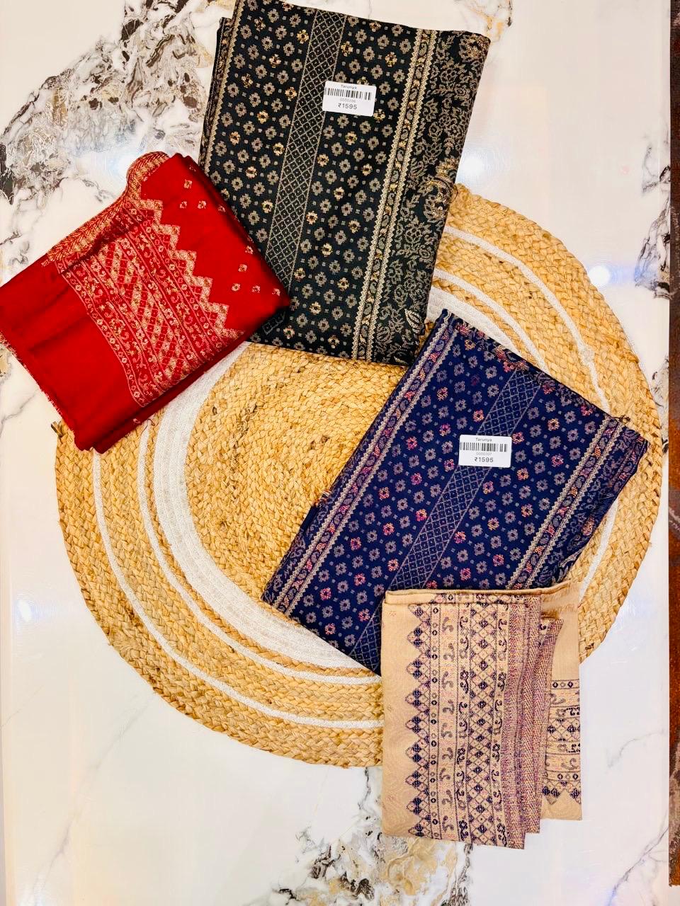 Unstitched Printed Royal Woolen Suit with Intricate Prints