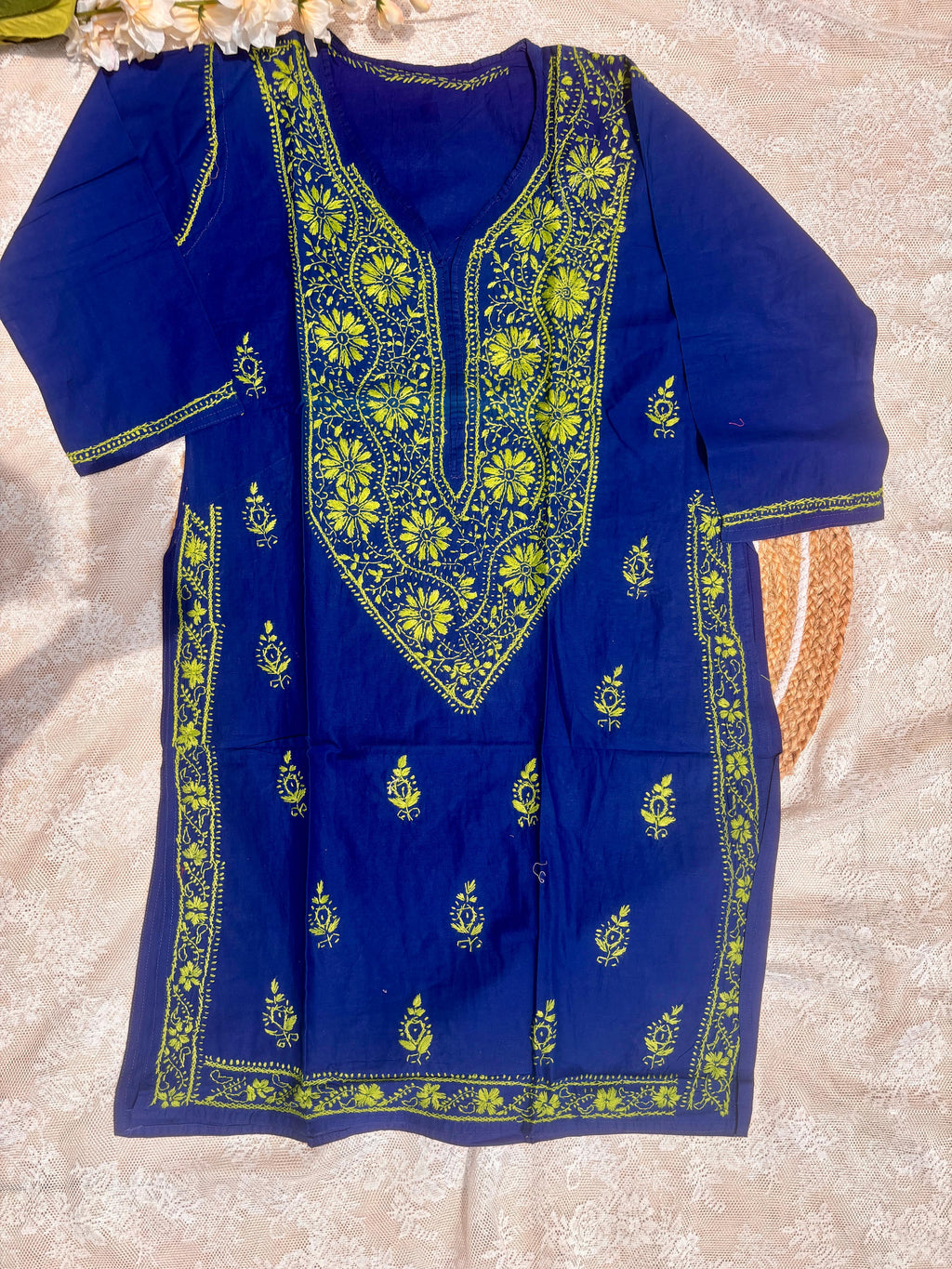 Blue & Green Lucknowi Short Kurta