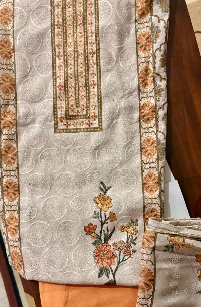 Pure Cotton Self Work Printed Suit