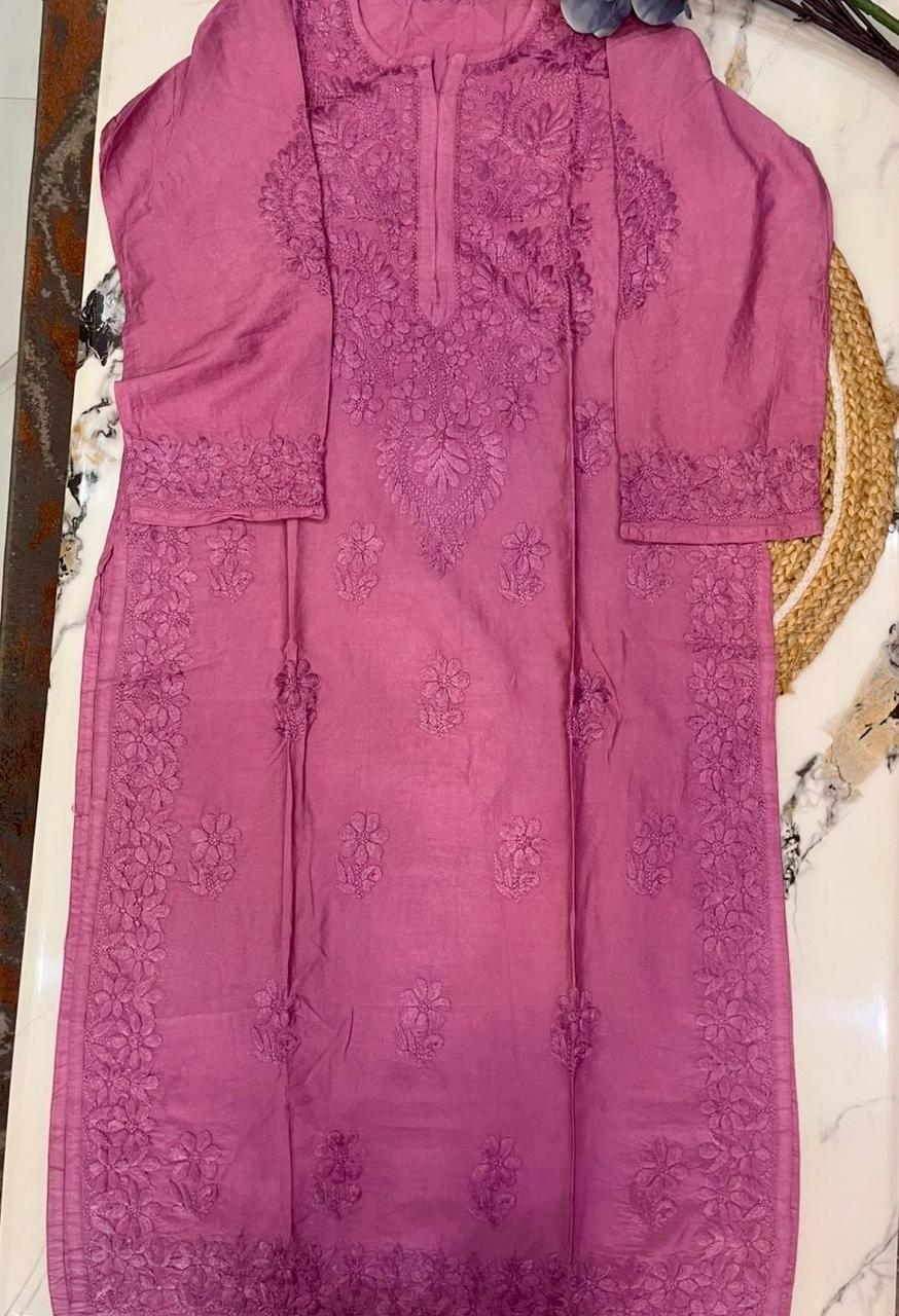 Chanderi Silk Lucknowi Chikan Kurta