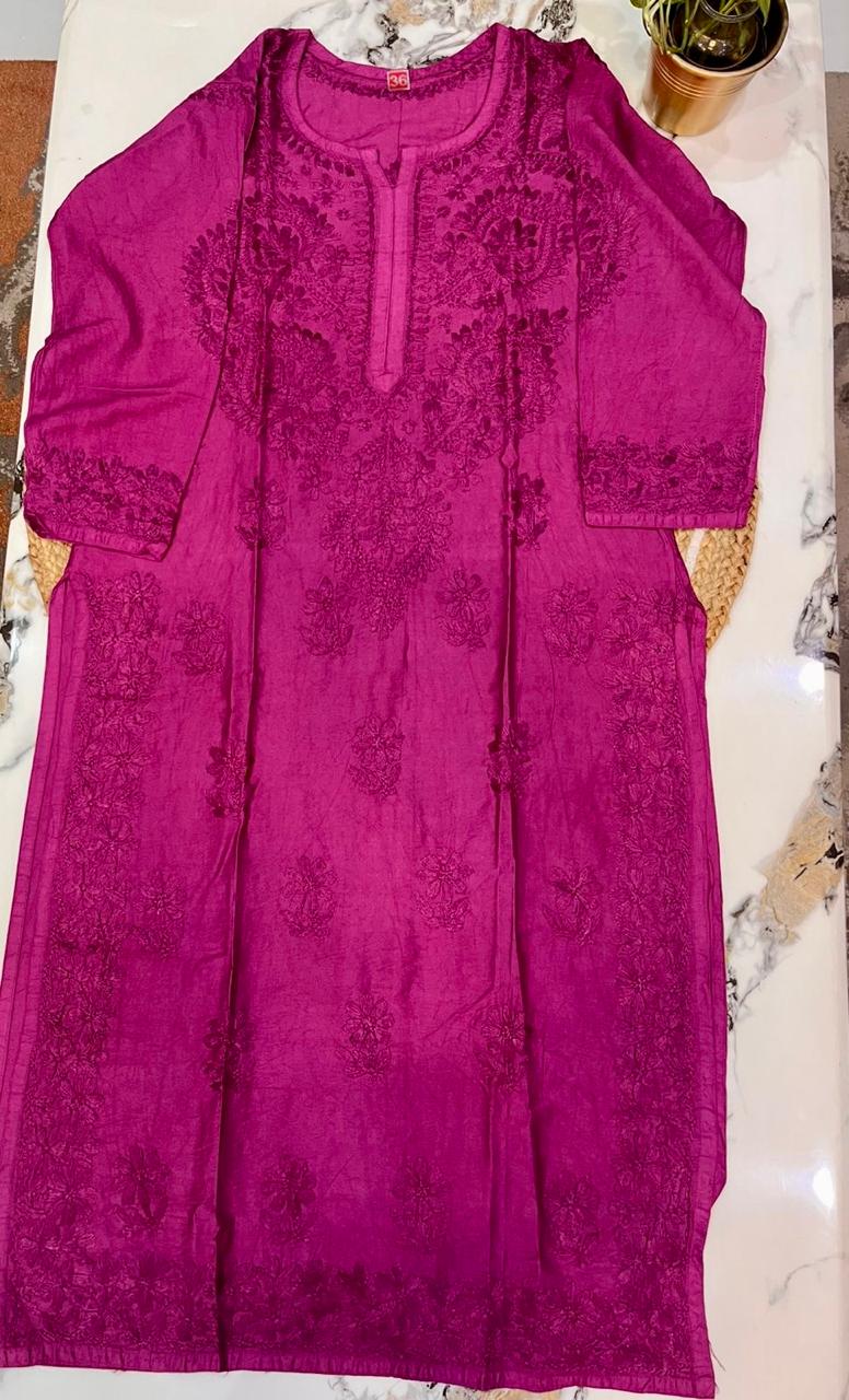 Chanderi Silk Lucknowi Chikan Kurta