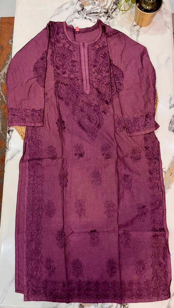 Chanderi Silk Lucknowi Chikan Kurta