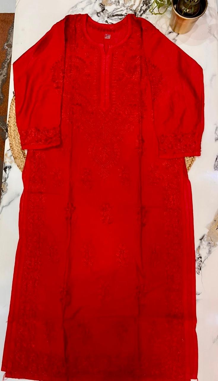Chanderi Silk Lucknowi Chikan Kurta