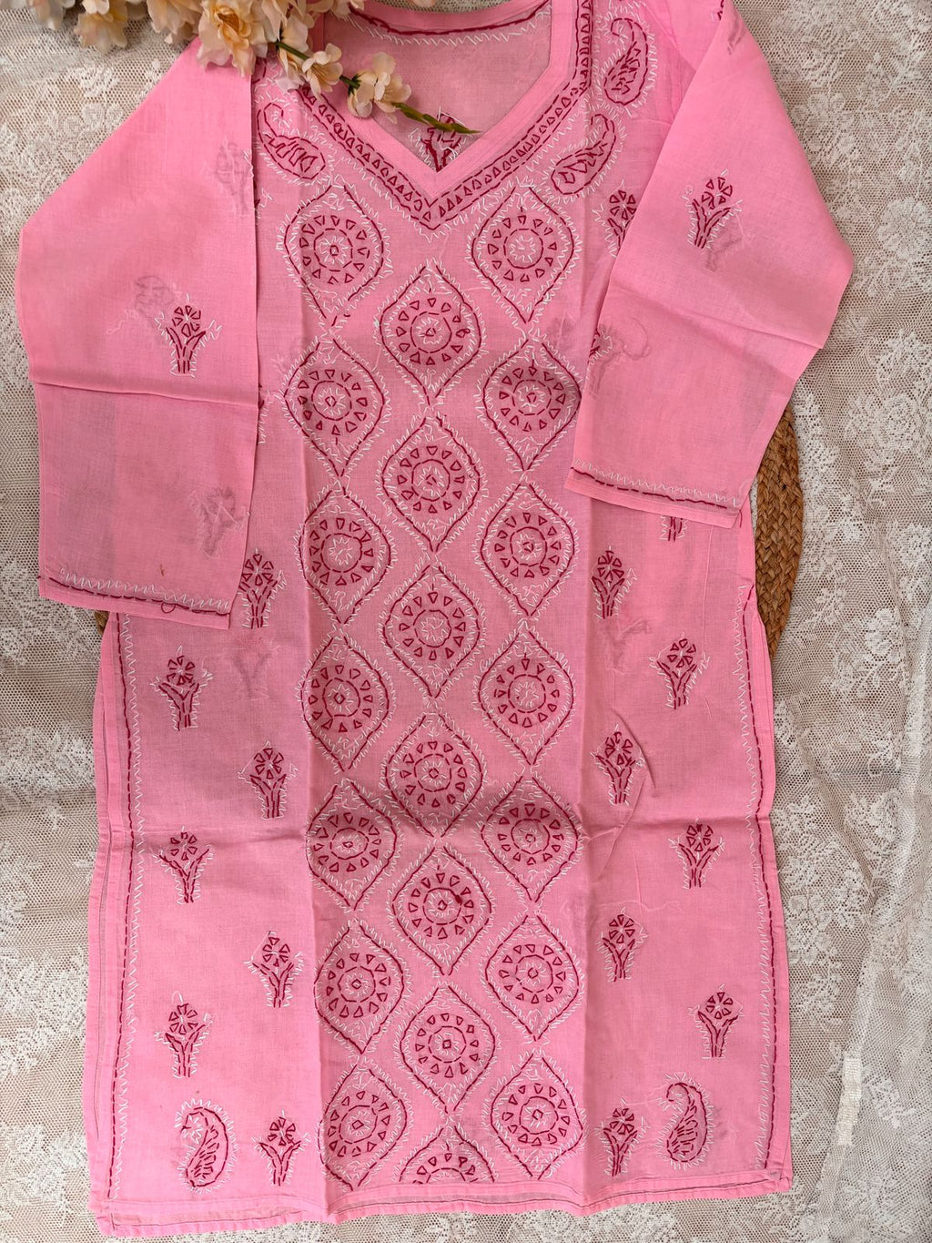 Pink on Pink Lucknowi Embroidered Kurta