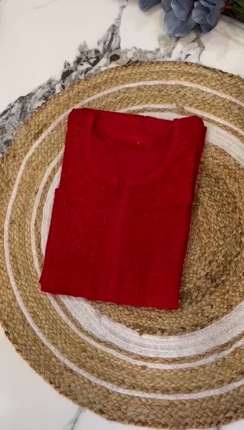 Chanderi Silk Lucknowi Chikan Kurta