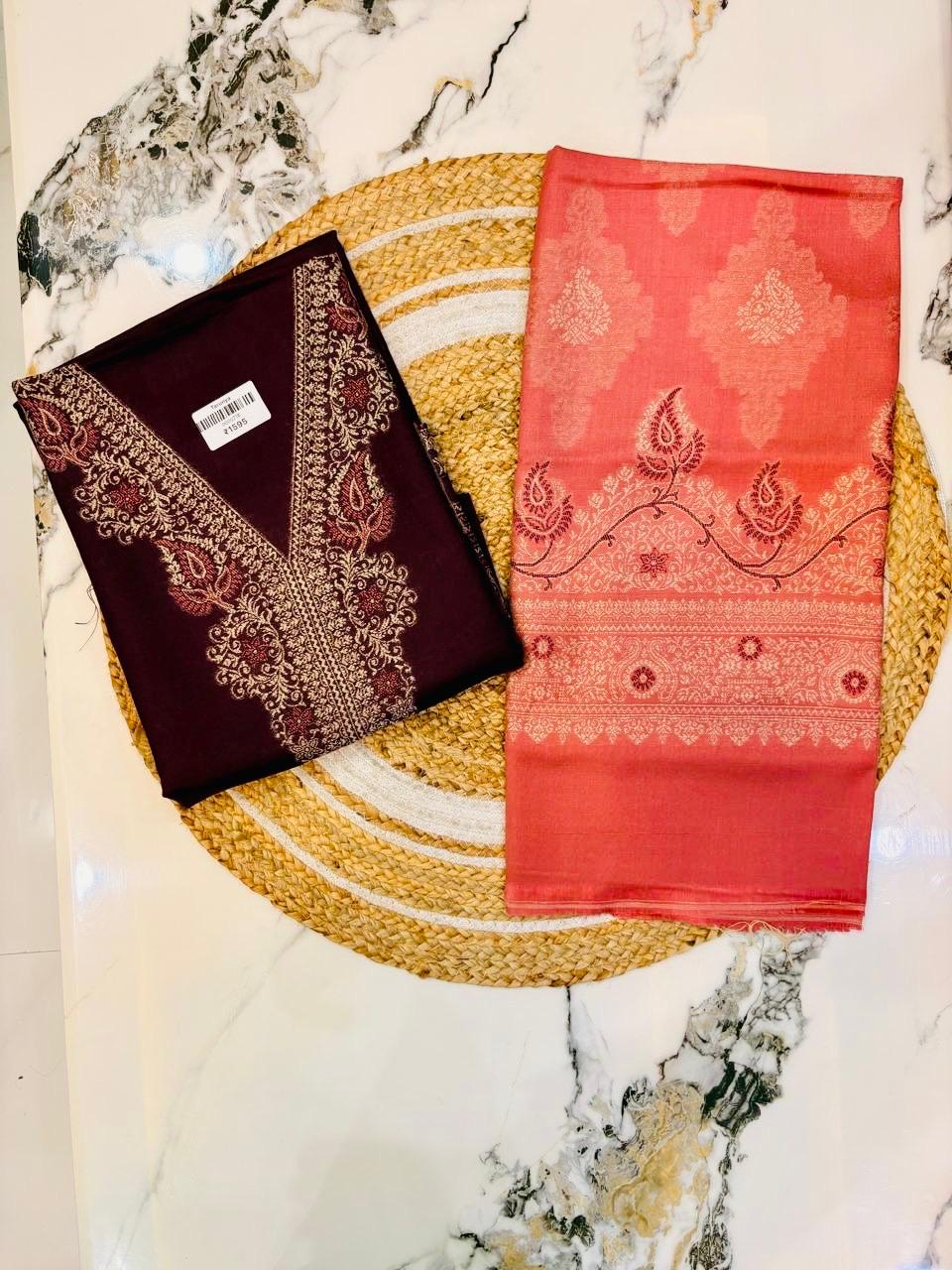 Unstitched Intricate Prints with Embroidery Woolen Suit